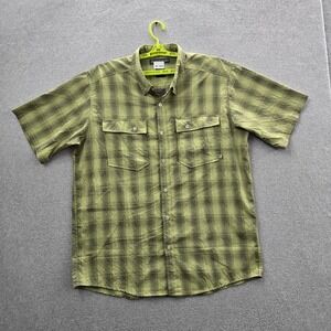 Exofficio Men Button Up Shirt M Green Plaid Activewear Short Sleeve